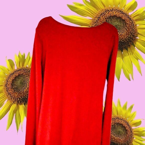 ZEES TOP/TUNIC Stretch Knit  B  RED Long Sleeve SIZE Medium NEVER WORN - Picture 2 of 3